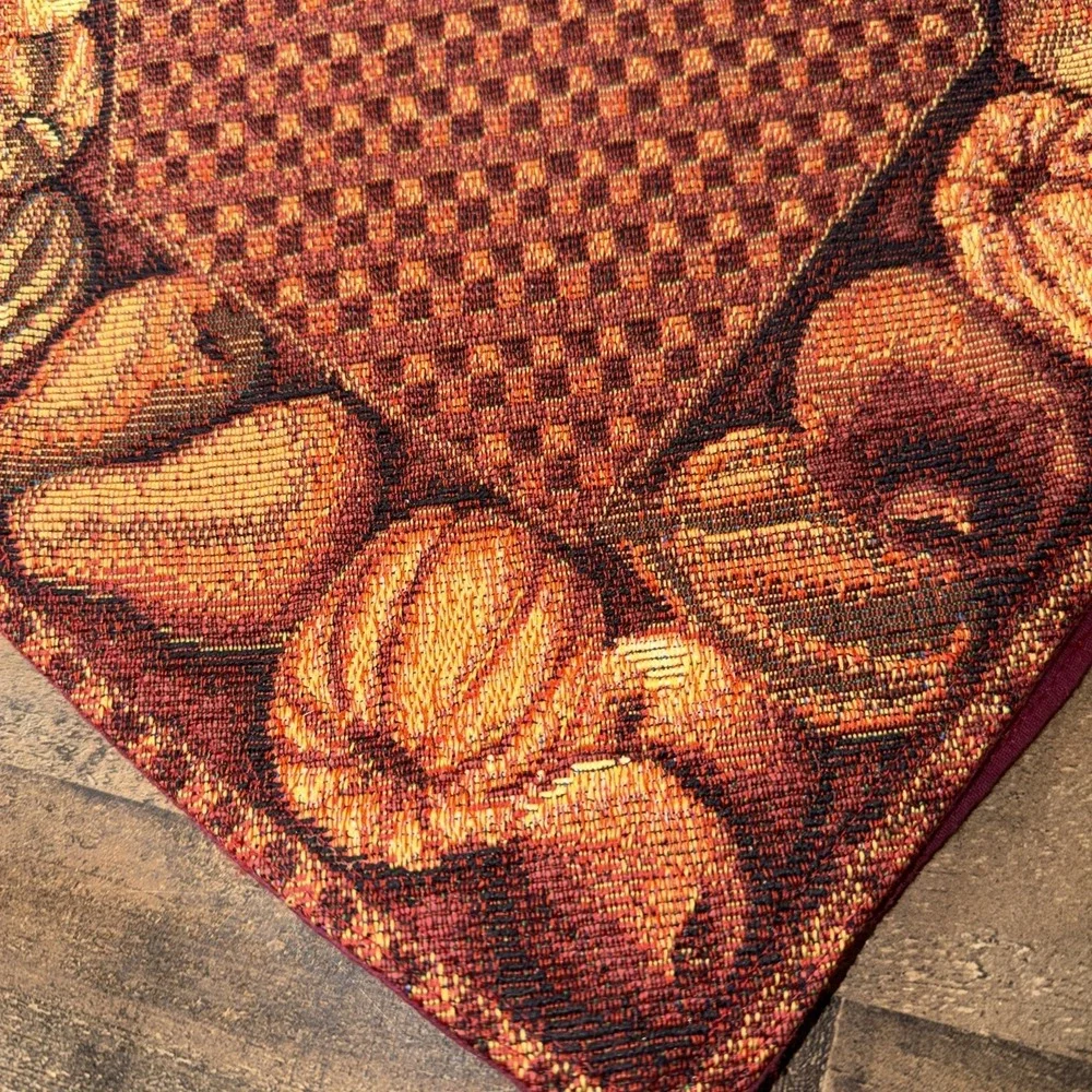 Tapestry Table Runner Harvest Pumpkin Fall Thanksgiving Decor Woven Tassel 13x72